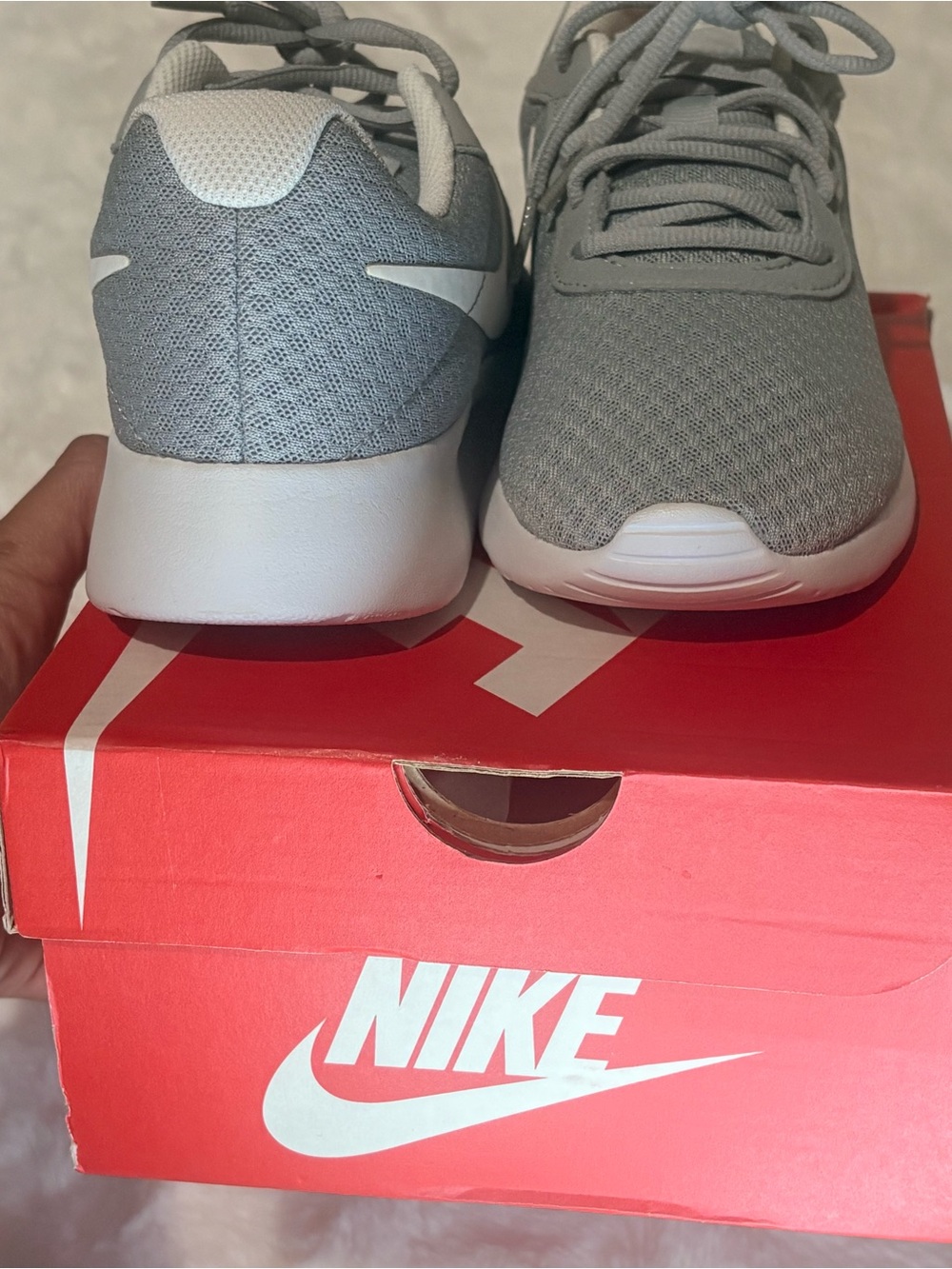 Nike Women's Light Gray Mesh Running Sneakers with White Swoosh - Picture 9 of 14
